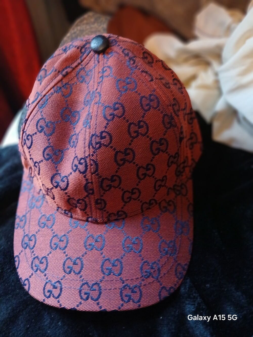Gucci Red-Brown GG Monogram Baseball Cap